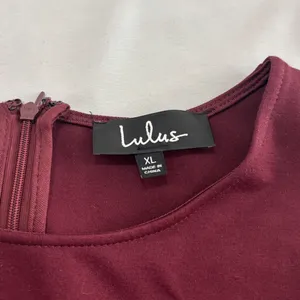 Lulus Burgundy Scalloped Hem Skater Dress XL 3/4 Sleeve Fit Flare thumbnail 4