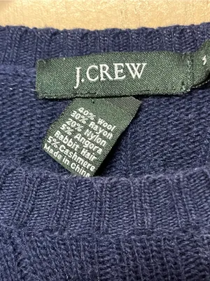 VTG J.Crew Cable Knit Blue Sweater Fisherman core wool blend preppy academia thumbnail 3
