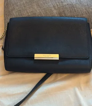 Kate Spade Crossbody Leather Bag Saffiano Gold Black Flap Closure Tone Hardware thumbnail 1