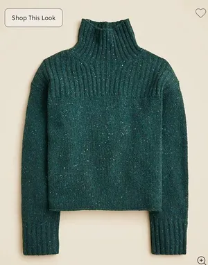 NWT J.Crew Ribbed turtleneck sweater in donegal wool blend Forest Sprinkle XS thumbnail 1