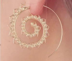 Womens fashion gold-plated heart spiral swirl earimgs thumbnail 3