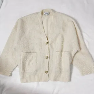 & Other Stories alpaca blend textured knit oversize cardigan in off white - M thumbnail 1