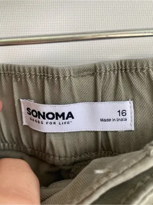 Sonoma wide leg crop pant sailor front olive green chino casual summer 16 thumbnail 4