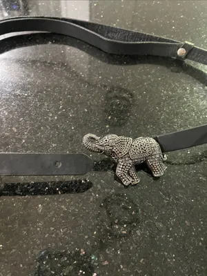 Chico’s Vintage Adjustable Slide Leather Belt With Silver Elephant 🐘 Buckle M/L thumbnail 6