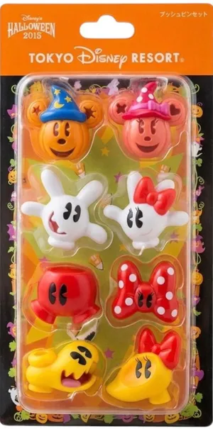Tokyo Disney Resort Spooky Halloween 2015 Mickey Mouse Minnie Mouse Push Pin Set thumbnail 1