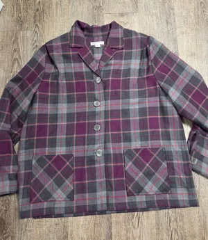 Pendleton 49er Jacket Plaid Vintage 1950s Merino Wool Button Purple Wine Red XL thumbnail 1
