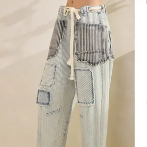 Oli & Hali Light Wash Patchwork Cropped Wide-Leg Jeans XL thumbnail 8