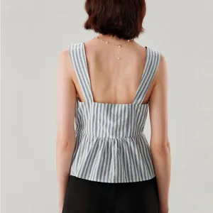 Rihoas Blue Striped Square Neck Tank Top thumbnail 4