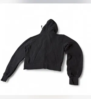 Brandy Melville Black Cropped Hoodie Zip-Up thumbnail 4