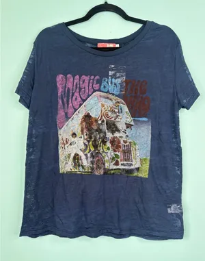 The Who Magic Bus Tour Womens‎ Large Blue Burnout Semi-Sheer Fitted TShirt NEW thumbnail 1