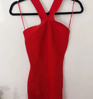 Red Ribbed Dress thumbnail 1