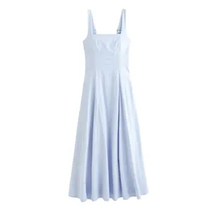 Abercrombie and fitch The A&F Mila Midi Dress corset lilac blue size SP spring thumbnail 3