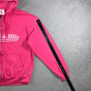 Y2k Retro Nassau‎ Bahamas Zip Up Hoodie Women M Pink Graphic Fleece Sweatshirt thumbnail 7