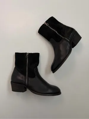 H by Hudson Riley Boots Leather Zippers Western Festival Cowgirl Boho Black thumbnail 5