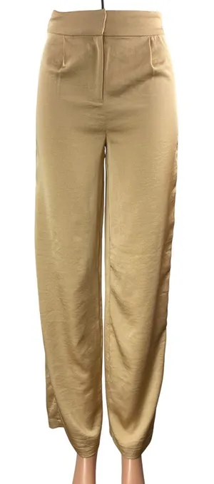 Tularosa Women's Beige Tan High Waisted Pocket Front Wide Leg Trouser Pants XS thumbnail 1
