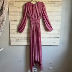 Ramy Brook Cutout Waist Metallic Polka Dot Lebron Gown Maxi‎ Dress Pink V-neck thumbnail 4
