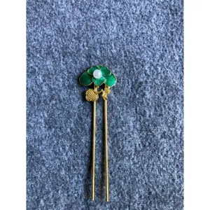 Hanfu Hair Accessories Vintage style Classical Rhinestone‎ lotus leaf Hair stick thumbnail 5