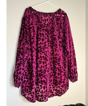 Torrid Top Velvet Burnout Hi Low Pullover Long Sleeve Wine Color 2 thumbnail 3