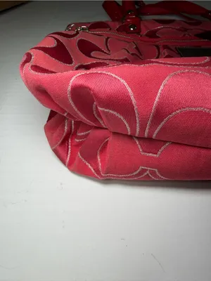 Coach Poppy Ruby Pink Signature C Canvas Tote (Style No. 15389) thumbnail 2