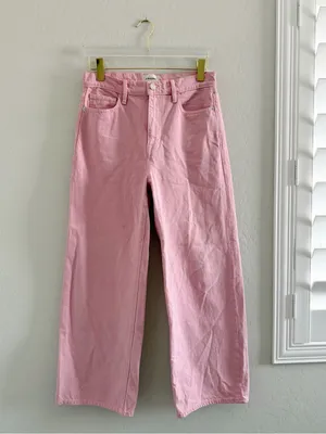 FRAME Le Jane Wide Leg Crop High Rise Jeans in Washed Dusty Pink Size 27 thumbnail 8