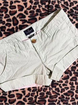 2000s vintage style American Eagle whimsical green polka dot low rise shorts thumbnail 1