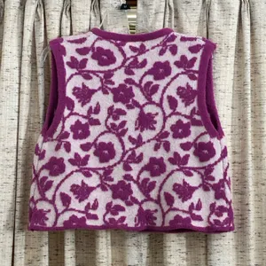 ZARA Floral Jacquard Knit Button Front Vest  thumbnail 4