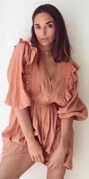 NWT!! ZARA Marsala Guipure Lace Ruffled Mini Dress Blogger Favorite Medium thumbnail 1