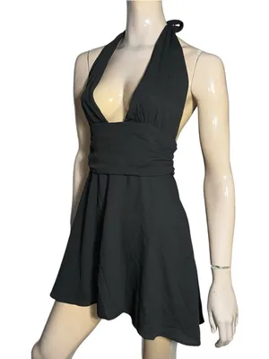 White Fox Boutique NWT Women’s Size XL Black Sweet Fantasy Halter Mini Dress thumbnail 5