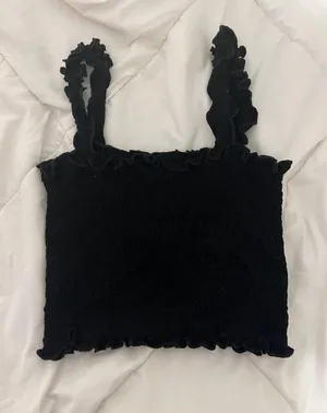 Black ruffle top thumbnail 1