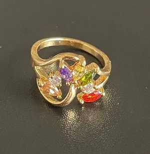 Multicolor stone 18k gold plated ring size 4.5 thumbnail 3
