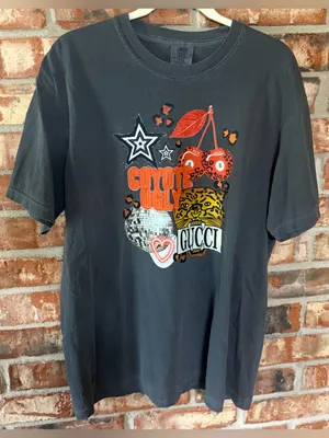 Comfort Colors Pepper Graphic Tee with Red Cherries and Gold Leopard thumbnail 1