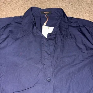 Quince Organic Cotton Poplin Long Sleeve Shirt Button Down Navy Blue XS thumbnail 3