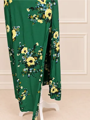 Urban Outfitters Lindsey Floral Open Back Midi Dress Green Small thumbnail 3
