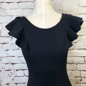 Lulu's Black Bodycon Dress with‎ Ruffle Sleeves thumbnail 2