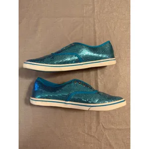 Vans Authentic Lo Pro Turquoise Blue Sequin Sneakers Womens 9.5 Mens‎ 8 Low Top thumbnail 6