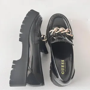 Guess Women's Hillford Shiny Black Faux Leather Platform Chunky Loafers Sz 7.5 thumbnail 4