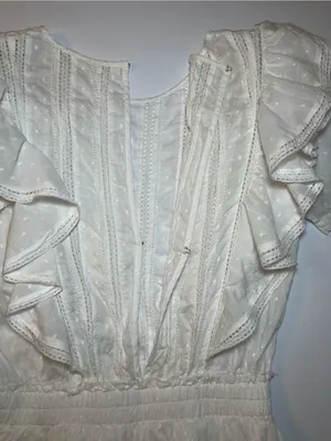 LoveShackFancy Natasha Heritage Mini Dress White Ruffled Eyelet Mini Skirt thumbnail 7