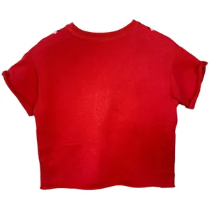 Abercrombie & Fitch Red White Floral Embroidered Cropped Sweatshirt Top Size S thumbnail 2