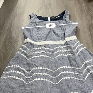 Boden Summer‎ Fun Denim Blue & White Embroidered Sleeveless Mini Dress Size 10 thumbnail 8