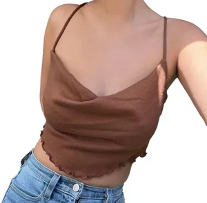 Urban Outfitters Brown Cowl Crop Top thumbnail 1