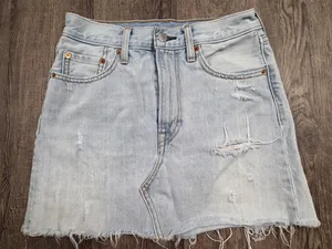 Levi's Light Wash Distressed Mini Jean Denim Skirt Women's 25 thumbnail 1