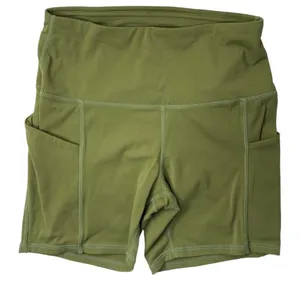 Oalka Activewear Women’s Green High Waisted Side Pocket Biker Shorts Size Small thumbnail 1