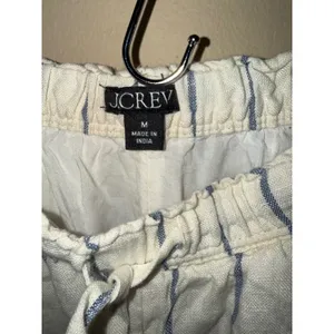 J.Crew Soleil Pant whiteblue stripe linen wide leg draw string CK022 M Lagenlook thumbnail 4