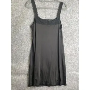 Vintage Vanity Fair Black Lace Trim Mini Slip Dress 36 S 90s Grunge Downtowngirl thumbnail 2