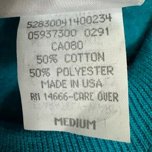 Vintage Howling Coyote Graphic Sweatshirt USA‎ Made Teal Medium thumbnail 6
