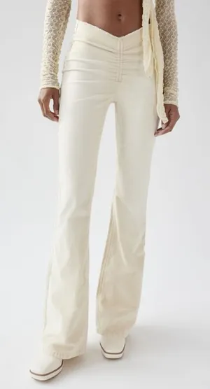 Urban outfitters Velvet Ruched V-Front Flare Pant NWT thumbnail 1