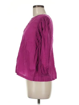 Farm Rio for Anthropologie Magenta Lace Puff Sleeve Blouse Top M Petite thumbnail 4