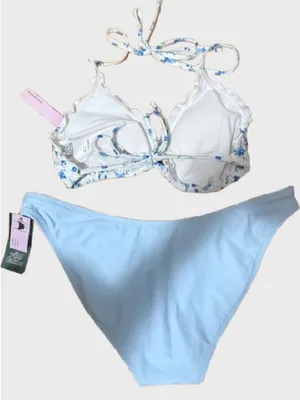 wild fable White & Light Blue Floral Triangle Bikini thumbnail 3