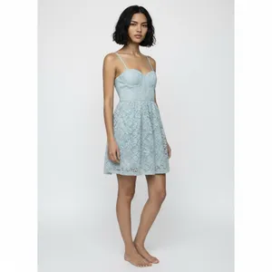 Abercrombie & Fitch Lace Bustier Fit Flare Pastel Blue Dress Size S thumbnail 2