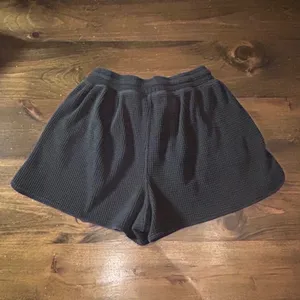 Aerie Waffle Knit Shorts Large Black Drawstring Loungewear Cozystyle Summer Soft thumbnail 3